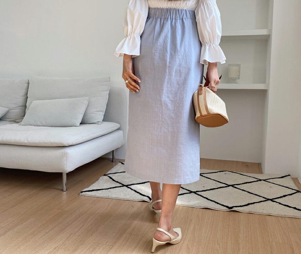 コットンスリットスカート・全5色・t65163 レディース 【sk】 韓国 ファッション ボトムス スカート ロング ロングスカート ベーシック コットンスカート スリット コットン 体型カバー 細身 カジュアル ベーシック フェミニン 夏 春