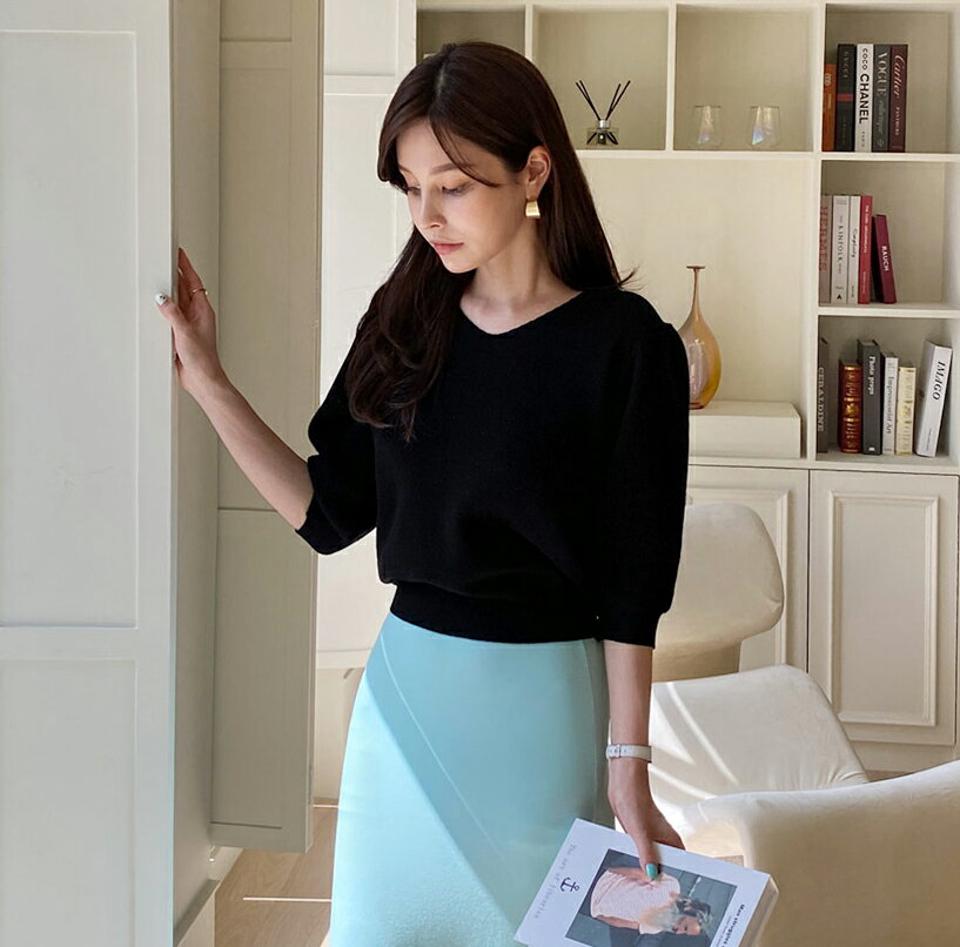 ワッフルVネックニット・全5色・t67769 レディース 【tops】 トップス ニット ニットトップス 七分丈 七分袖 7分丈 7分袖 単色 無地 シンプル ベーシック Vネック ワッフル カジュアル 大人 春 秋 韓国 ファッション ハイホリHIHOLLI