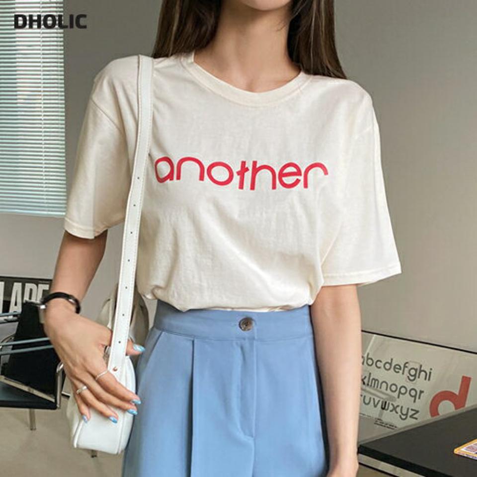 another半袖Tシャツ・全4色・t65170 レディース 【tops】【韓国 ファッション トップス Tシャツ 半袖 レタリング ラウンドネック スリム カジュアル 体型カーバー デイリー ベーシック 夏 春】