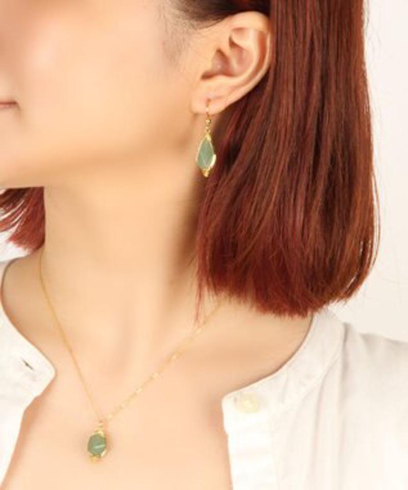 【特別な12誕生石】5月アベンチュリンピアス×ネックレスセット