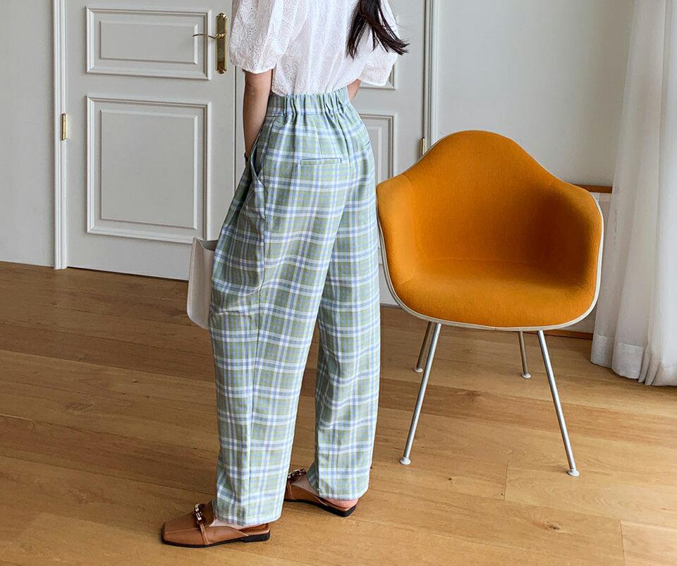 ワイドチェックスラックス・全2色・t61894 レディース 【pt】【韓国 ファッション ボトムス ロング ロングパンツ スラックス ロングスラックス チェック ワイドスラックス ワイド テーパード 体型カーバー 10分丈 十分丈 夏 春】