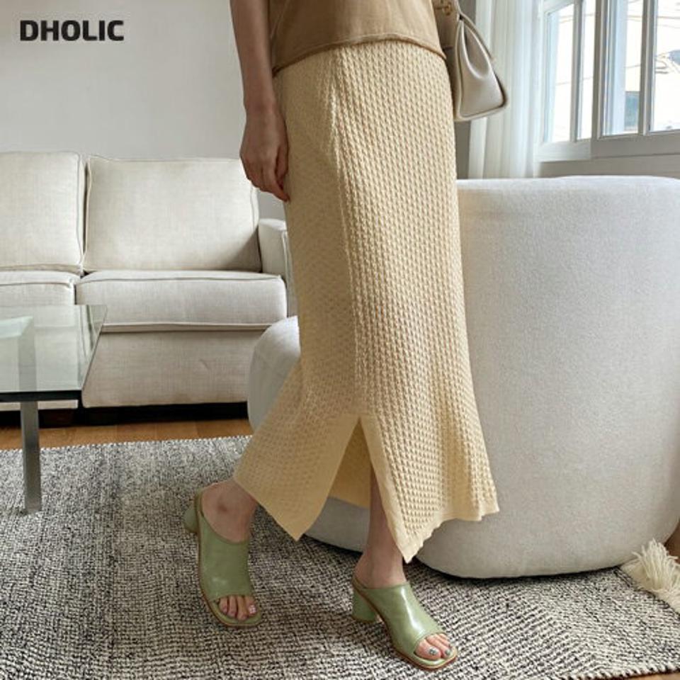 テクスチャーニットスカート・全4色・b67895 レディース 【sk】【スカート ロング ロングスカート ニット ニットスカート カジュアル スリット ラフ 春 秋 韓国 ファッション】【ハイホリHIHOLLI】