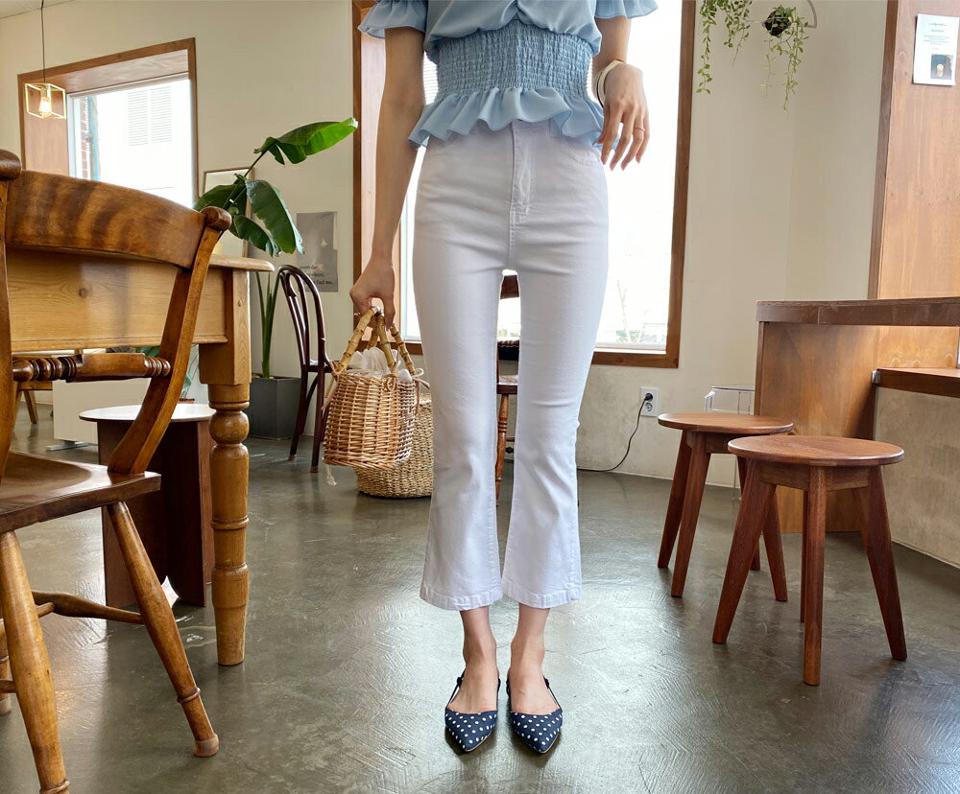 マスクストラップ付フレアパンツ・全2色・t61906 レディース 【pt】【韓国 ファッション ボトムス ロング ロングパンツ ロゴ マスクストラップ スリム ブーツカット フィット スキニー タイト 美脚 体型カーバー 10分丈 十分丈 夏 春】