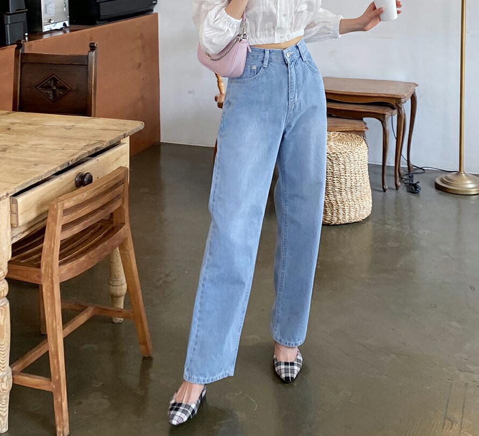 ワイドロングデニムパンツ・全1色・t61893 レディース 【pt】【韓国 ファッション ボトムス ロング ロングパンツ ロングデニム デニム ワイドデニム ワイド ストレート 美脚 スリム 体型カーバー 10分丈 十分丈 夏 春】