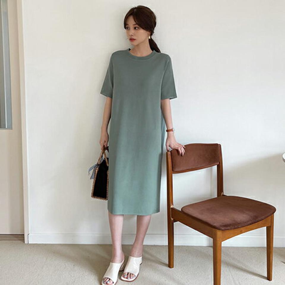 【全品10%OFF】バックプリーツ配色ワンピース・全4色・b67887 レディース 【ops】【ワンピース ロング ロングワンピース 配色 バックプリーツ バックシャン プリーツ 半袖 ハーフスリーブ かわいい カジュアル 体型カバー 春 夏 韓国 ファッション】【ハイホリHIHOLLI】