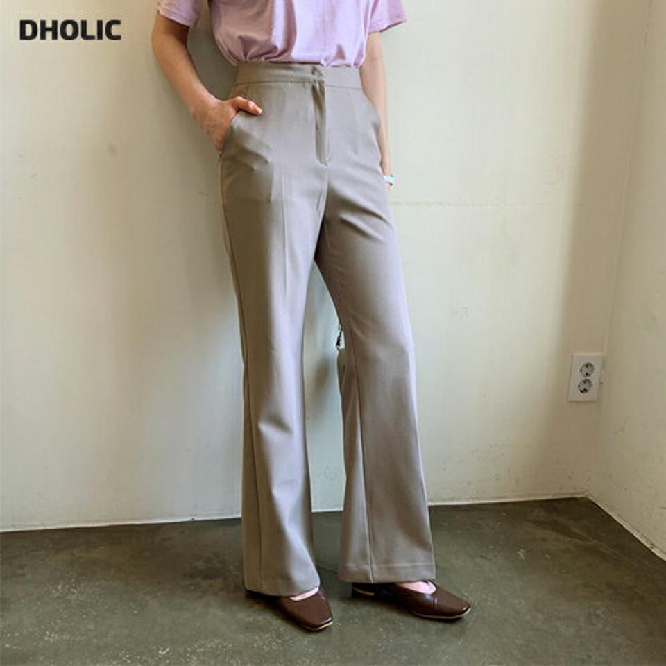 セミフレアスラックス・全2色・t61888 レディース 【pt】【韓国 ファッション ボトムス ロング ロングパンツ スラックス ロングスラックス セミブーツカット 美脚 スリム フィット タイト 体型カーバー 10分丈 十分丈 夏 春】