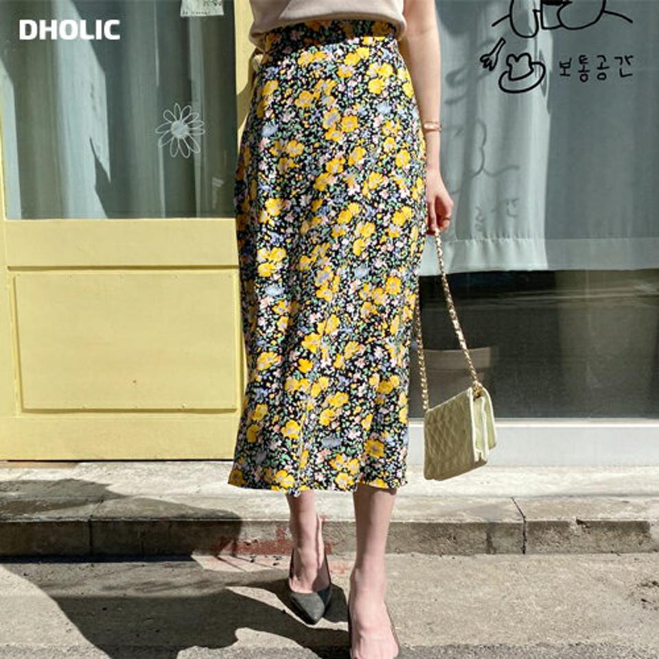 【マラソン特価】花柄Aラインスカート・全2色・t63379 レディース 【sk】 韓国 ファッション ボトムス スカート ロング ロングスカート 花柄 フラワー フローラル パターン Aライン 体型カバー 細身 カジュアル ベーシック フェミニン 夏 春