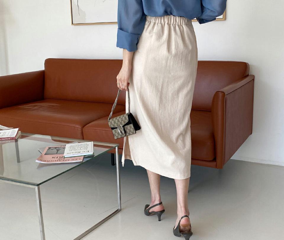 サイドリボンAラインスカート・全3色・t63372 レディース 【sk】【韓国 ファッション ボトムス スカート ロング ロングスカート ラップ調 Aライン リボン ゴム 体型カバー 細身 カジュアル ベーシック フェミニン 夏 春】