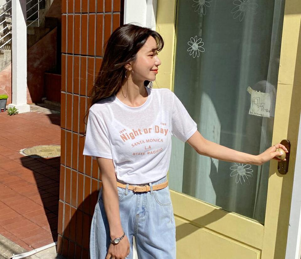 レタリング半袖Tシャツ・全4色・t63352 レディース 【tops】【韓国 ファッション トップス Tシャツ 半袖 Uネック ラウンドネック 配色 レタリング シンプル ベーシック スリム ルーズ ゆったり カジュアル 体型カーバー デイリー 夏 春】