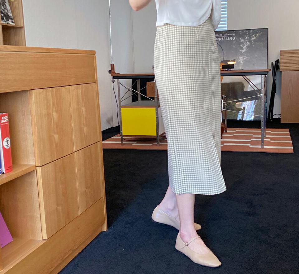 【全品10%OFF】スリットチェックスカート・全2色・t63378 レディース 【sk】【韓国 ファッション ボトムス スカート ロング ロングスカート ガーリー スリット チェック パターン Hライン 体型カバー 細身 カジュアル ベーシック フェミニン 夏 春】