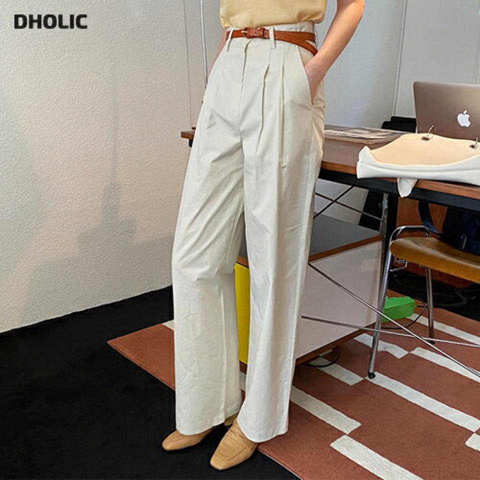 ツータックコットンワイドパンツ・全2色・t63381 レディース 【pt】【韓国 ファッション ボトムス ロング ロングパンツ コットンパンツ 足長 ワイドパンツ ストレート 美脚 スリム 体型カーバー 10分丈 十分丈 夏 春】