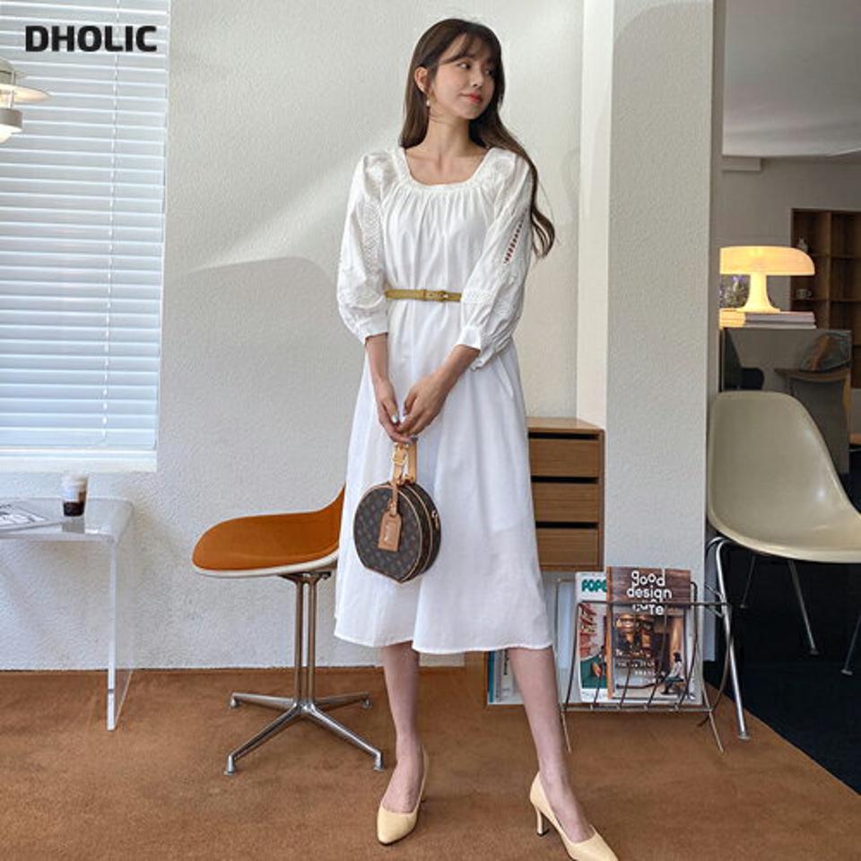 【全品10%OFF】2WAYレースラインワンピース・全2色・t63394 レディース 【ops】【韓国 ファッション ワンピース ロング ロングワンピース 長袖 スクエアネック V字 ガーリー フェミニン 上品 細身 体型カバー 夏 春】