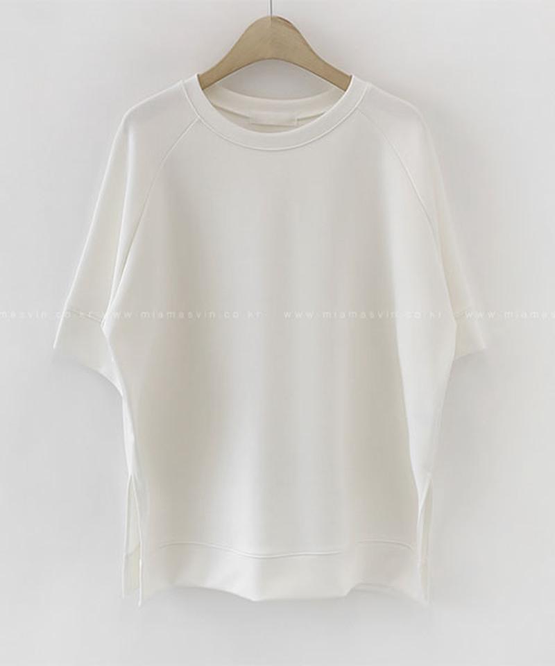 Miamasvin(ミアマスビン)半袖スウェットTシャツ【4/13up_wo】【メール便】韓国 韓国ファッション トップス tシャツ 半袖 スウェット ストレッチ オーバーサイズ スリット レディース ファッション【5】
