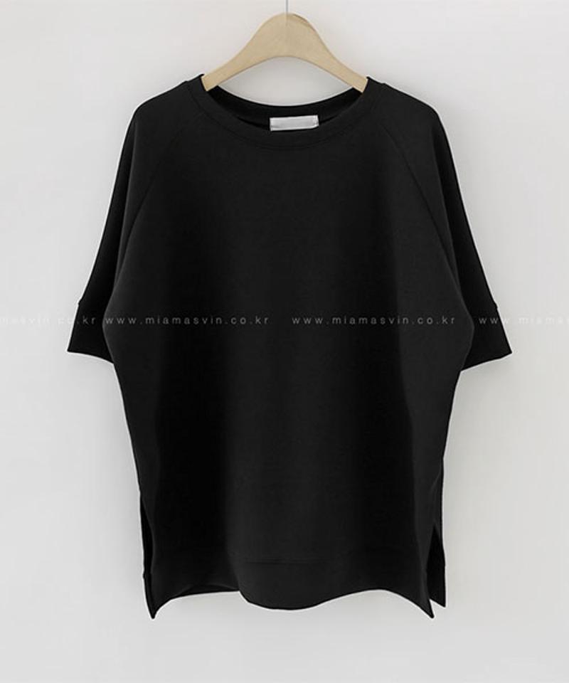 Miamasvin(ミアマスビン)半袖スウェットTシャツ【4/13up_wo】【メール便】韓国 韓国ファッション トップス tシャツ 半袖 スウェット ストレッチ オーバーサイズ スリット レディース ファッション【5】