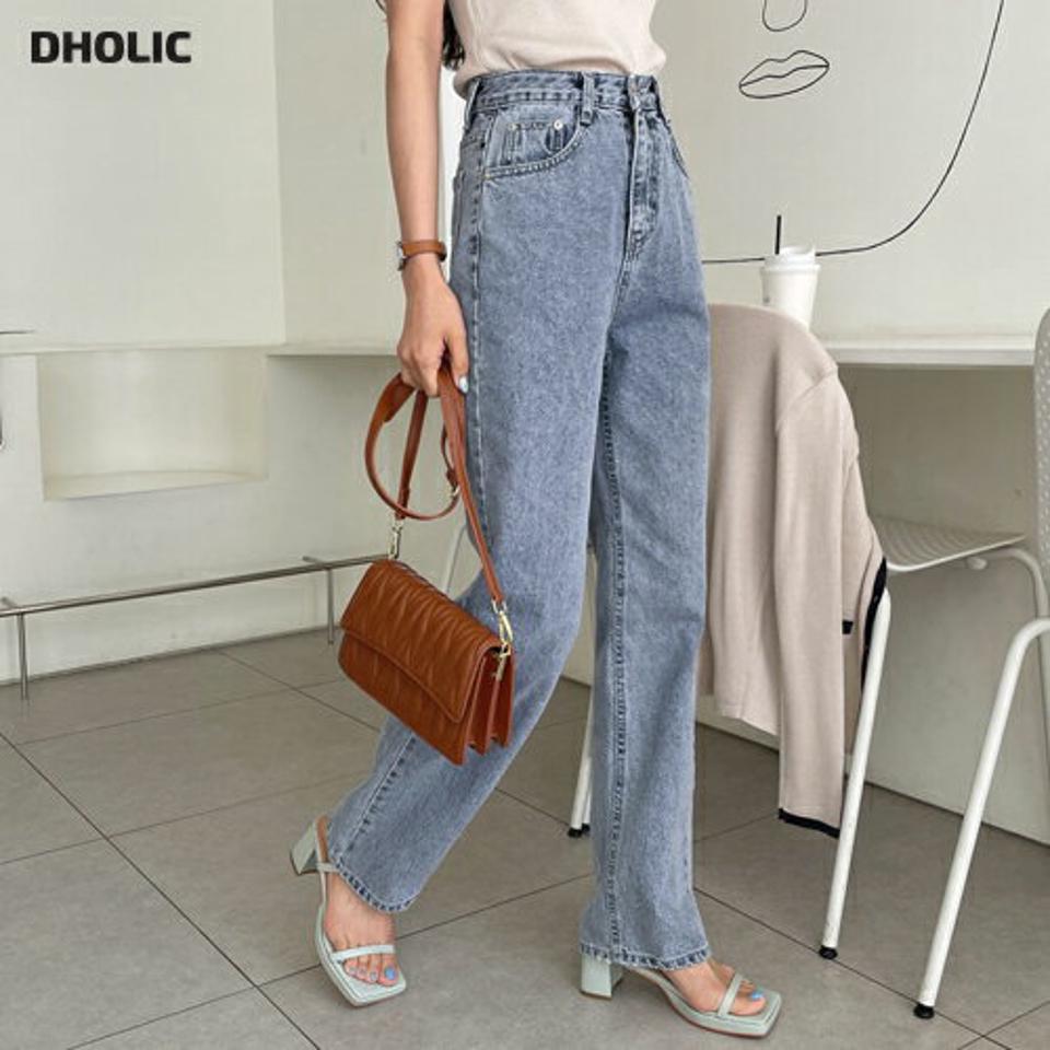 ライトブルーデニムパンツ・全1色・t57238 レディース 【pt】【韓国 ファッション ボトムス ロング ロングパンツ ロングデニム デニム ワイド ストレート 美脚 スリム 体型カーバー 10分丈 十分丈 夏 春】