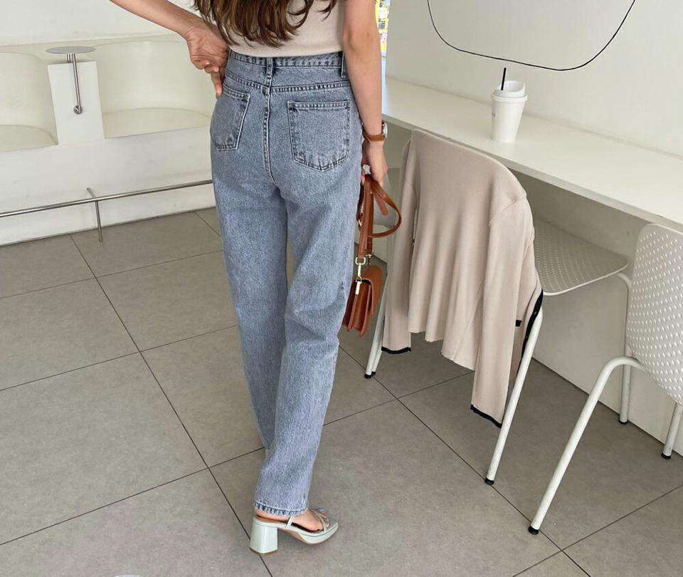 ライトブルーデニムパンツ・全1色・t57238 レディース 【pt】【韓国 ファッション ボトムス ロング ロングパンツ ロングデニム デニム ワイド ストレート 美脚 スリム 体型カーバー 10分丈 十分丈 夏 春】