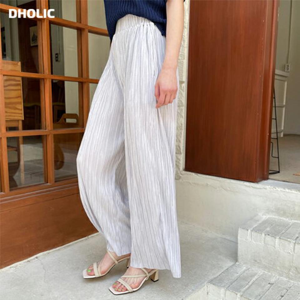 ウエストゴムプリーツパンツ・全4色・b57231 レディース 【pt】【韓国 ファッション ボトムス ロング ロングパンツ ボリューム ワイドパンツ ラクちん プリーツ ワイド 光沢 ゴム 美脚 体型カーバー 10分丈 十分丈 夏 春】