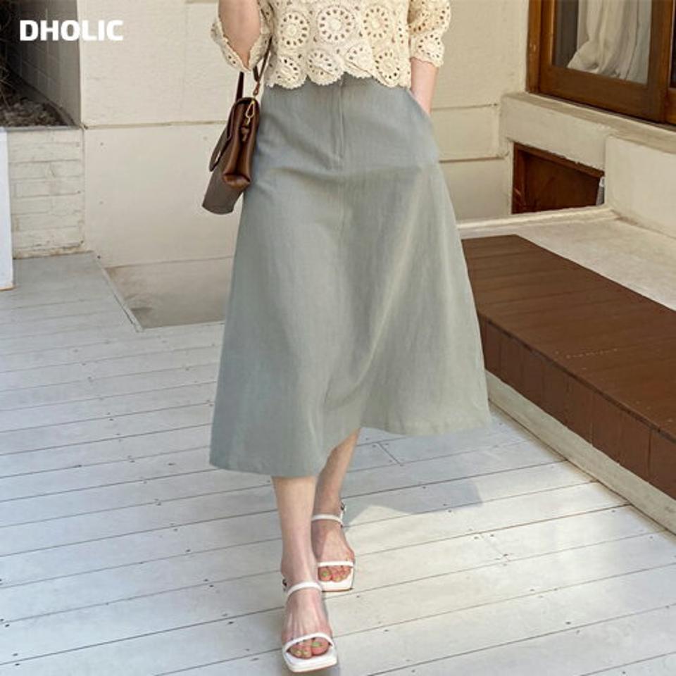 レーヨン混Aラインスカート・全3色・t57246 レディース 【sk】【韓国 ファッション ボトムス スカート ロング ロングスカート レーヨン ドライ Hライン 無地 上品 体型カバー 細身 カジュアル ベーシック フェミニン 夏 春】