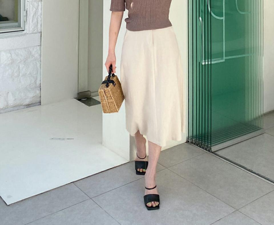 レーヨン混Aラインスカート・全3色・t57246 レディース 【sk】【韓国 ファッション ボトムス スカート ロング ロングスカート レーヨン ドライ Hライン 無地 上品 体型カバー 細身 カジュアル ベーシック フェミニン 夏 春】