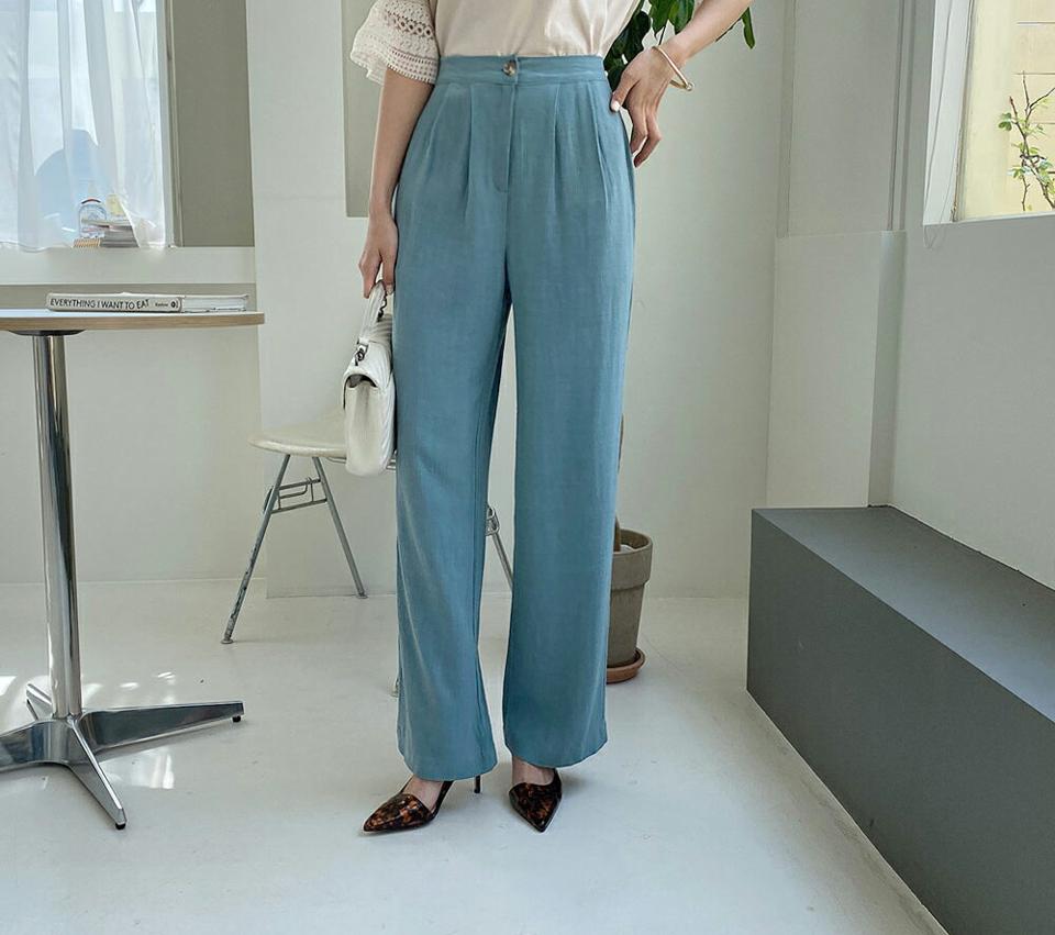 リネン混ワイドタックパンツ・全3色・b67932 レディース 【pt】 パンツ ズボン ロングパンツ ワイド リネン タック 単色 無地 シンプル カジュアル オフィスカジュアル 大人 春 夏 韓国 ファッション ハイホリHIHOLLI