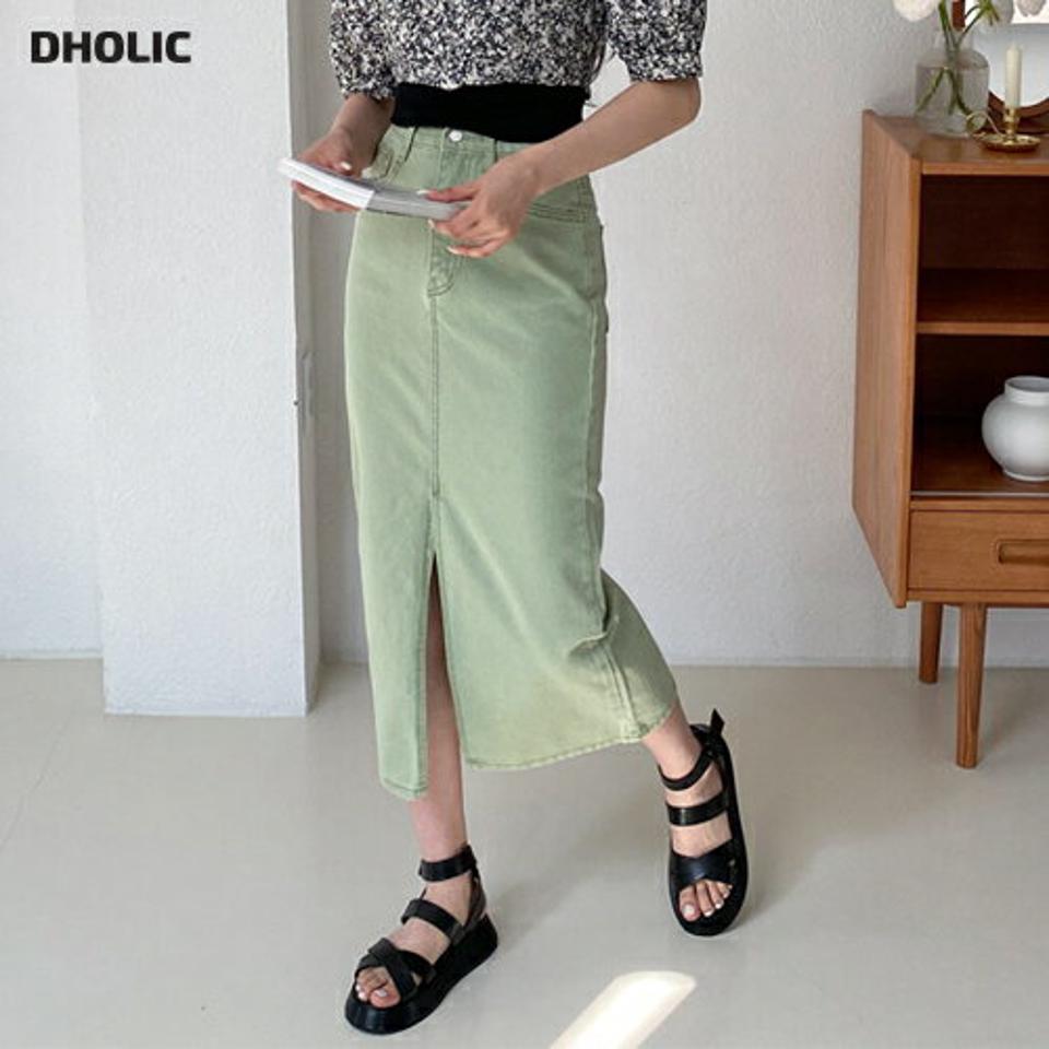 スリットコットンスカート・全3色・t63836 レディース 【sk】【韓国 ファッション ボトムス スカート ロング ロングスカート シンプル 無地 コットン フィット スリム フェミニン スリット ガーリー カジュアル デイリー 体型カバー 細身 春 夏】【NIJU】