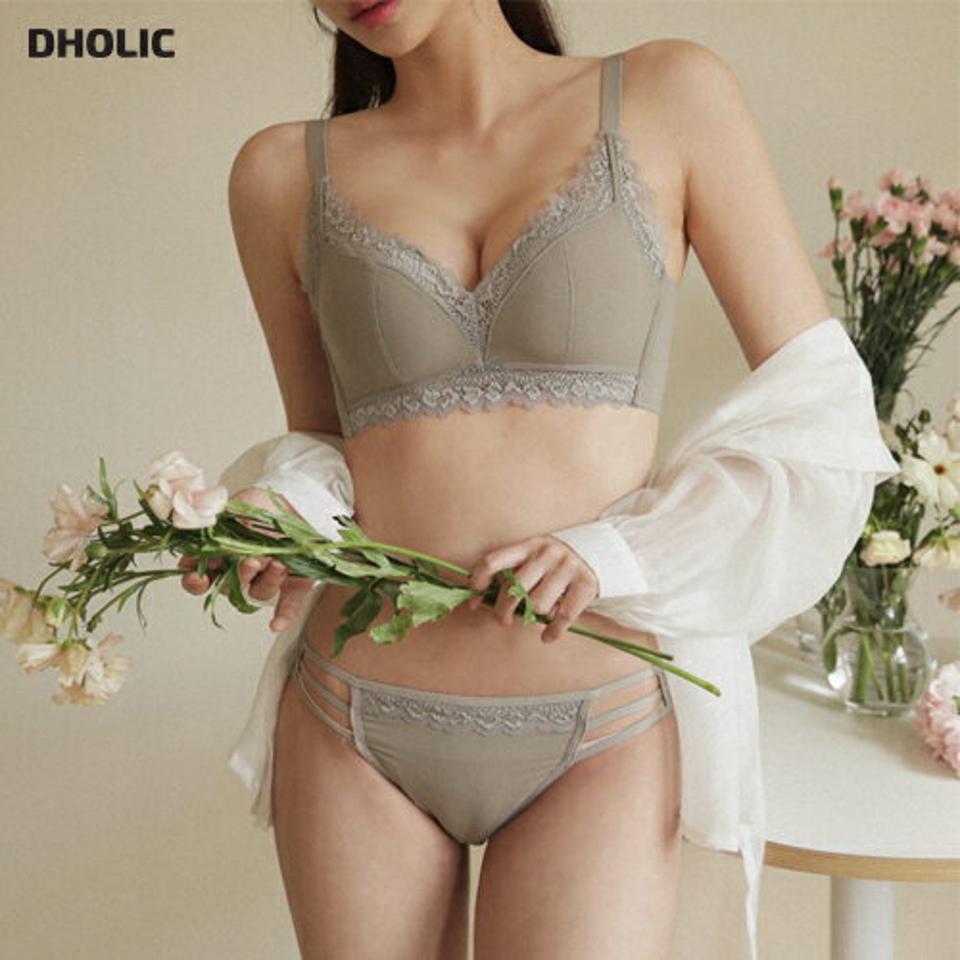 ミニロゴブラ&ショーツSET・全3色・e44586 レディース 【uw】【韓国 ファッション アンダーウェア ランジェリー 下着 セット ブラジャー ブラ ショーツ パンツ ミニロゴ レース 大人 上品 セクシー パターン ノンワイヤー 夏 春】