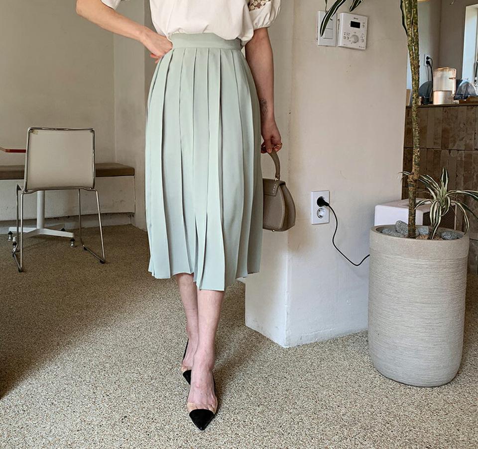 プリーツロングスカート・全5色・t65204 レディース 【sk】【韓国 ファッション ボトムス スカート ロング ロングスカート プリーツスカート プリーツ Aライン 体型カバー 細身 カジュアル ベーシック フェミニン 夏 春】