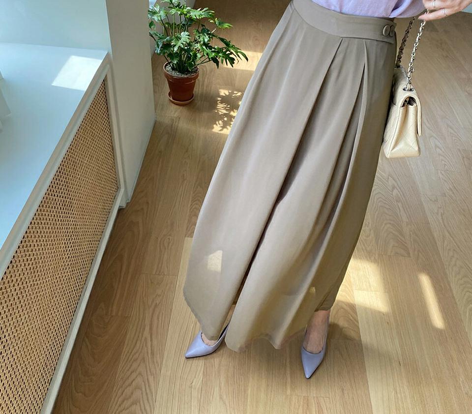 ボタンラップフレアパンツ・全3色・b67959 レディース 【pt】【パンツ ズボン ロングパンツ フレア 単色 無地 シンプル カジュアル 透け感 ラップデザイン 春 秋 韓国 ファッション】【ハイホリHIHOLLI】