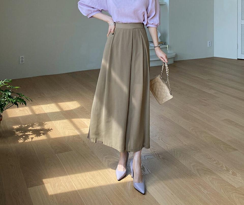 ボタンラップフレアパンツ・全3色・b67959 レディース 【pt】【パンツ ズボン ロングパンツ フレア 単色 無地 シンプル カジュアル 透け感 ラップデザイン 春 秋 韓国 ファッション】【ハイホリHIHOLLI】