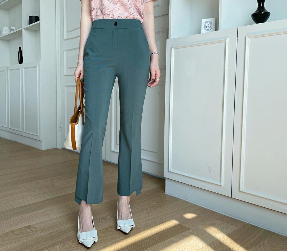 スリットアンバランスパンツ・全3色・b67958 レディース 【pt】スラックス パンツ ズボン ロングパンツ アンバランス スリット 単色 無地 シンプル 大人 きれいめ ベーシック オフィスカジュアル カラーパンツ 春 秋 韓国ファッション ハイホリHIHOLLI