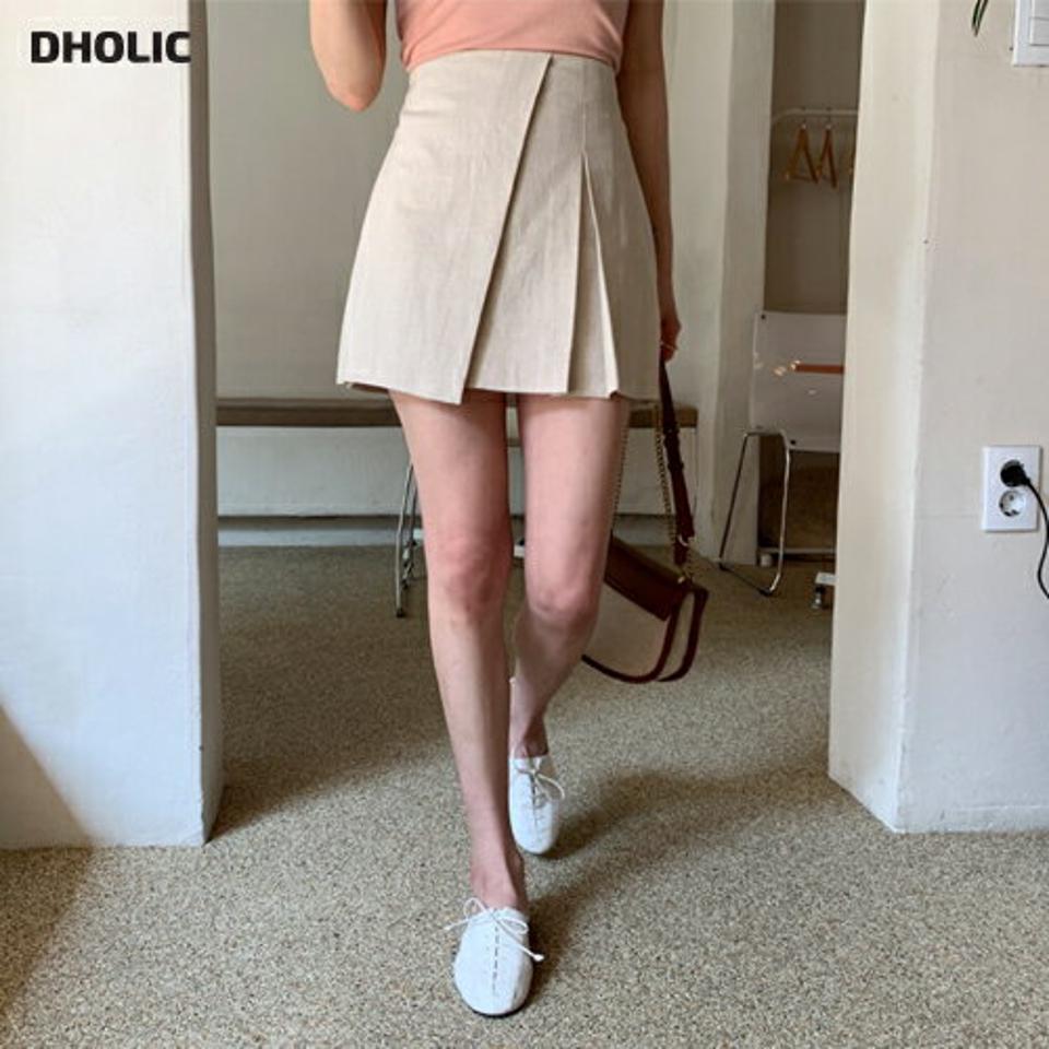 コットンタックミニスカート・全4色・t65206 レディース 【sk】【韓国 ファッション ボトムス スカート ミニ ミニスカート コットン ラップ調 アンバランス丈 美脚 体型カバー 細身 カジュアル ベーシック フェミニン 夏 春】