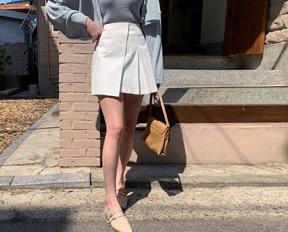 コットンタックミニスカート・全4色・t65206 レディース 【sk】【韓国 ファッション ボトムス スカート ミニ ミニスカート コットン ラップ調 アンバランス丈 美脚 体型カバー 細身 カジュアル ベーシック フェミニン 夏 春】