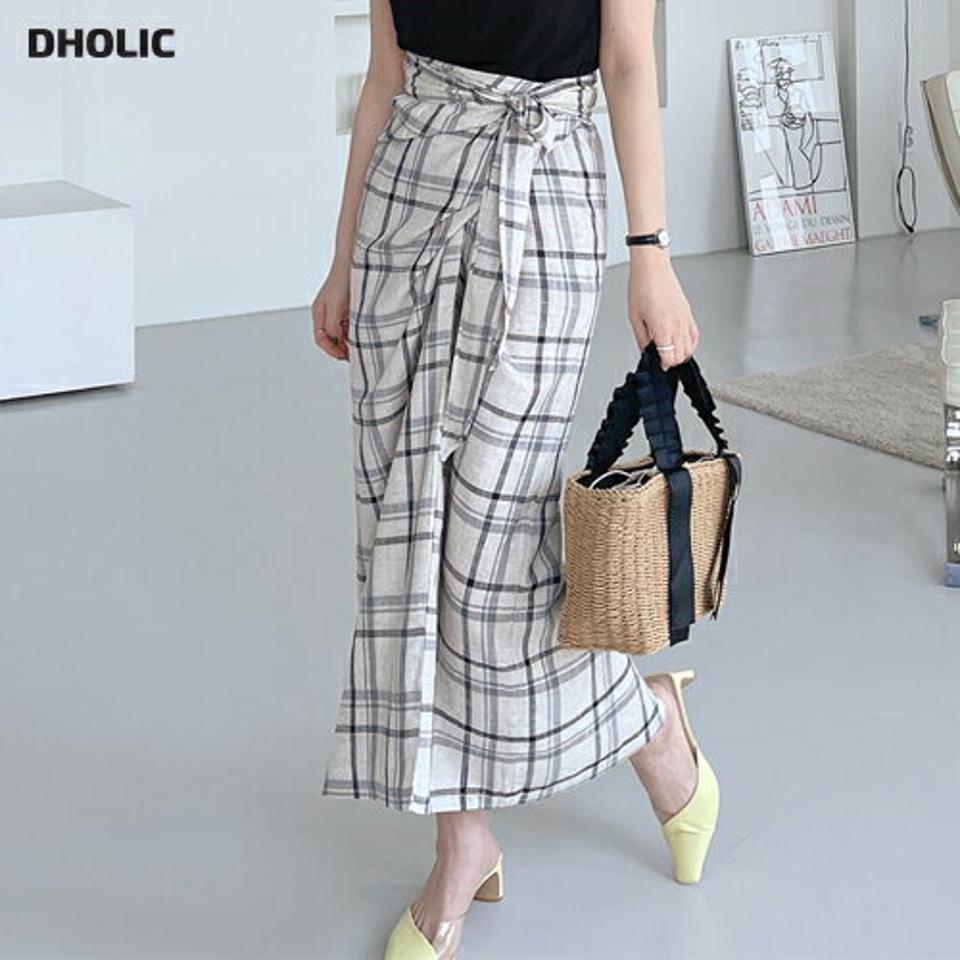 チェックラップスカート・全2色・t67963 レディース 【sk】【スカート ロング ロングスカート ラップデザイン チェック柄 大人 ガーリー かわいい 可愛い 春 夏 韓国 ファッション】【ハイホリHIHOLLI】