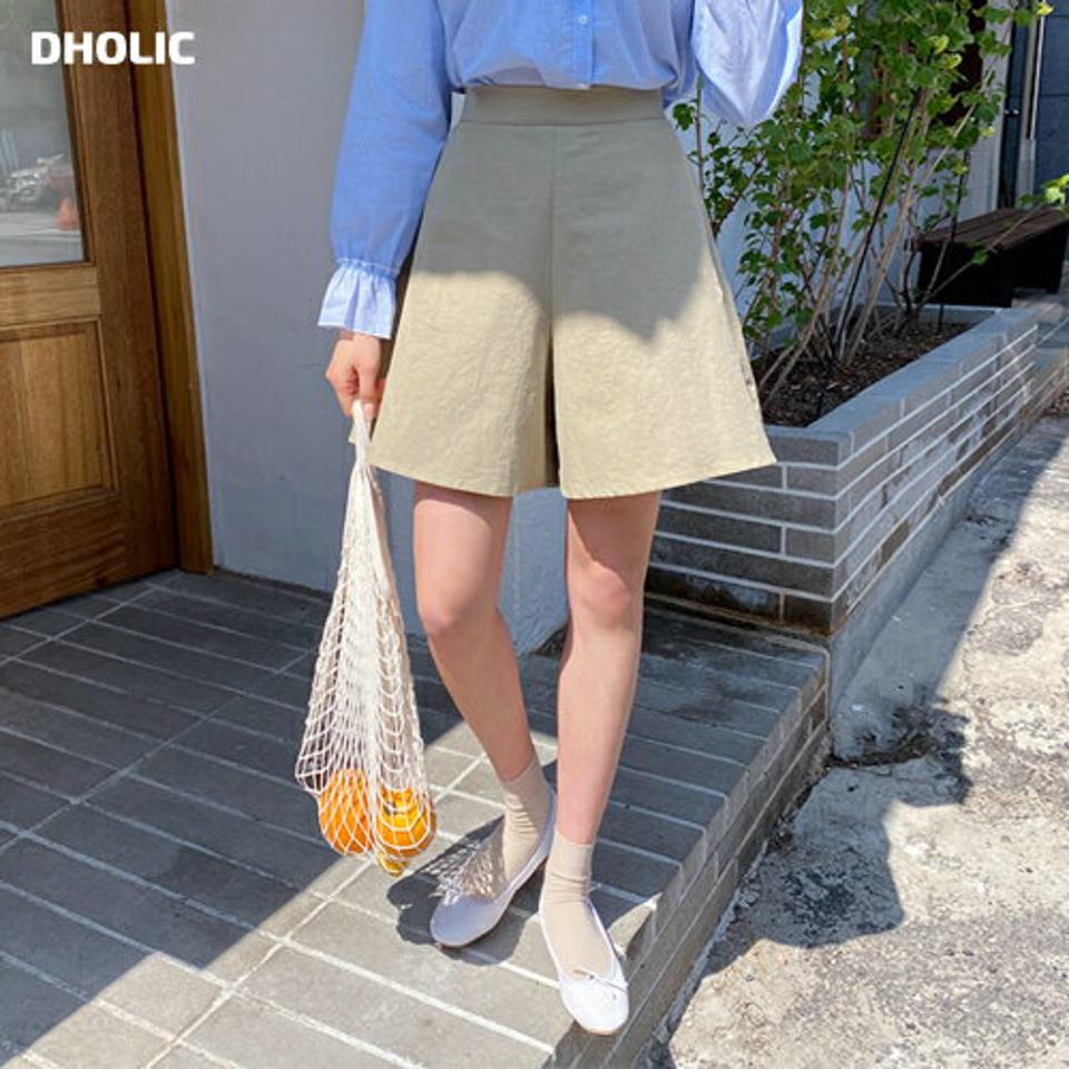 フレアショートパンツ・全3色・b63841 レディース 【pt】【韓国 ファッション ボトムス パンツ ショート ショートパンツ リネン風 フレア ワイドパンツ ワイド 体型カーバー カジュアル デイリー 春 夏】【NIJU】