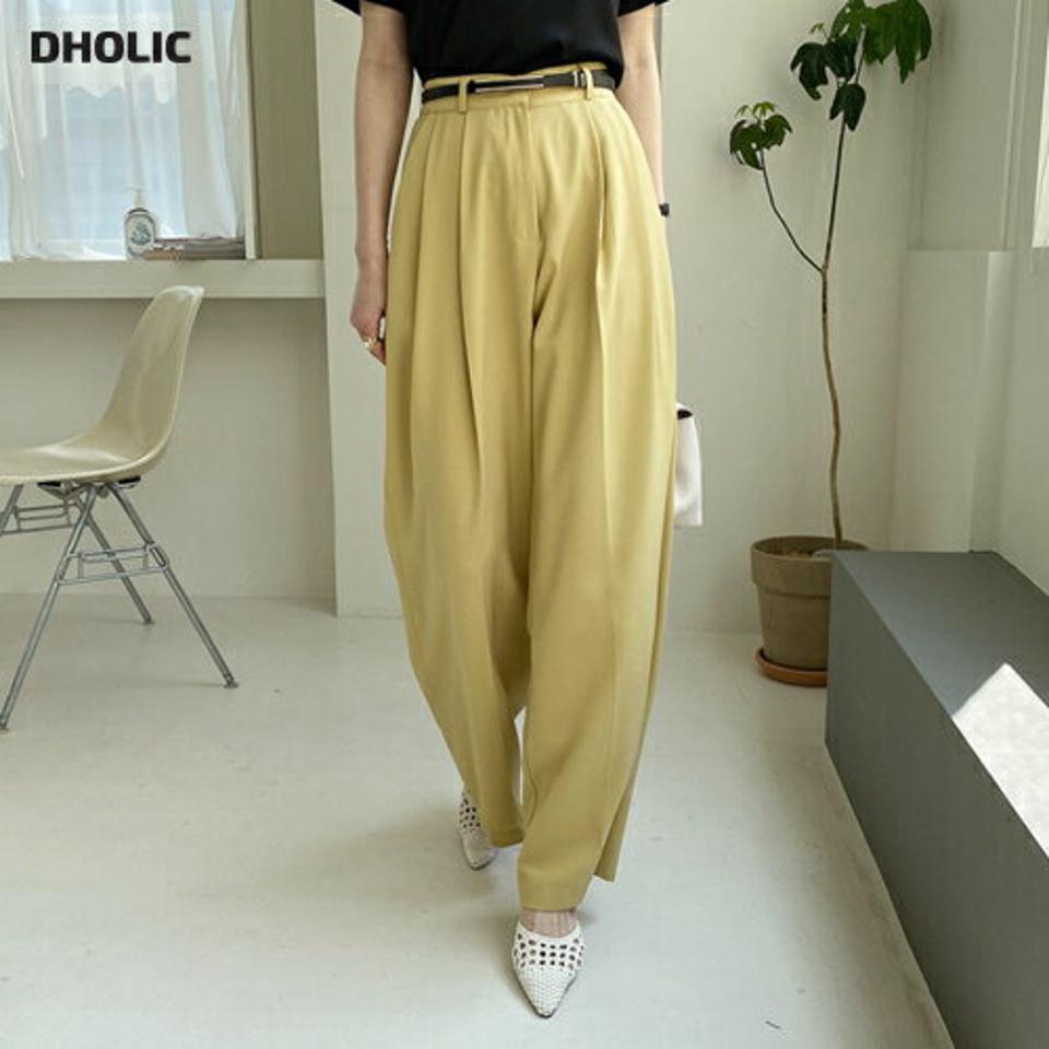 ツータックワイドスラックス・全4色・t67928 レディース 【pt】【スラックス パンツ ズボン ロングパンツ ワイド ツータック 単色 無地 シンプル 大人 きれいめ オフィスカジュアル 通勤 会社 春 秋 韓国 ファッション】【ハイホリHIHOLLI】