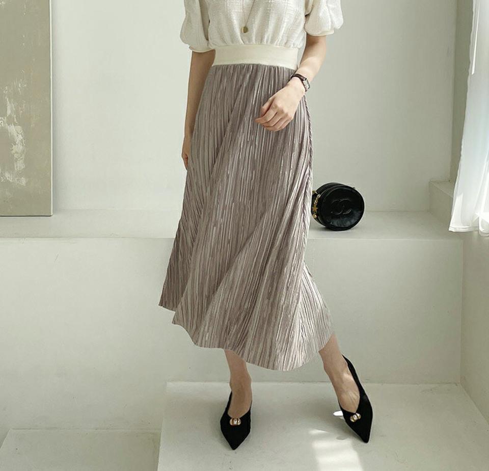 ツイードプリーツワンピース・全2色・b67920 レディース 【ops】 ワンピース ロング ロングワンピース 半袖 ハーフスリーブ ツイード ツイード パフ袖 フェミニン 大人 かわいい 春 夏 韓国 ファッション ハイホリHIHOLLI