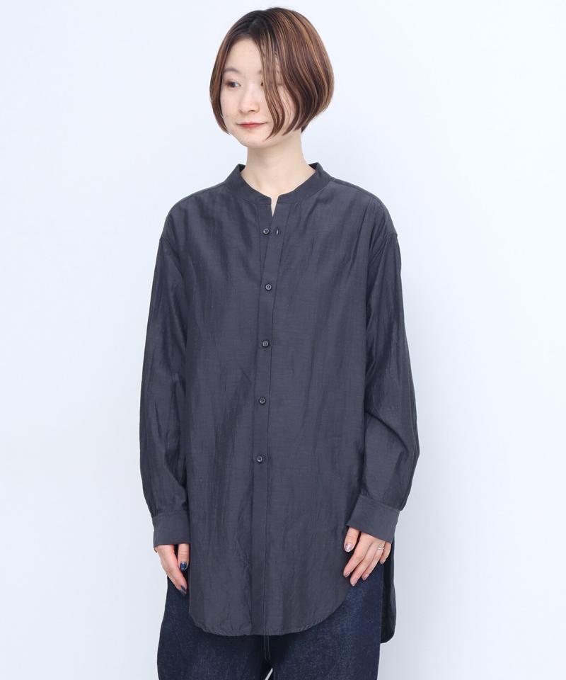 Cu/C/Liローン　液流染バンドカラーシャツ（nitca）