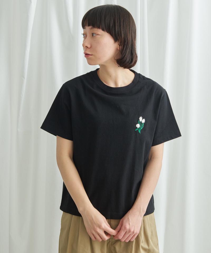 ○チューリップ刺繍　Tシャツ（Lene non finito）