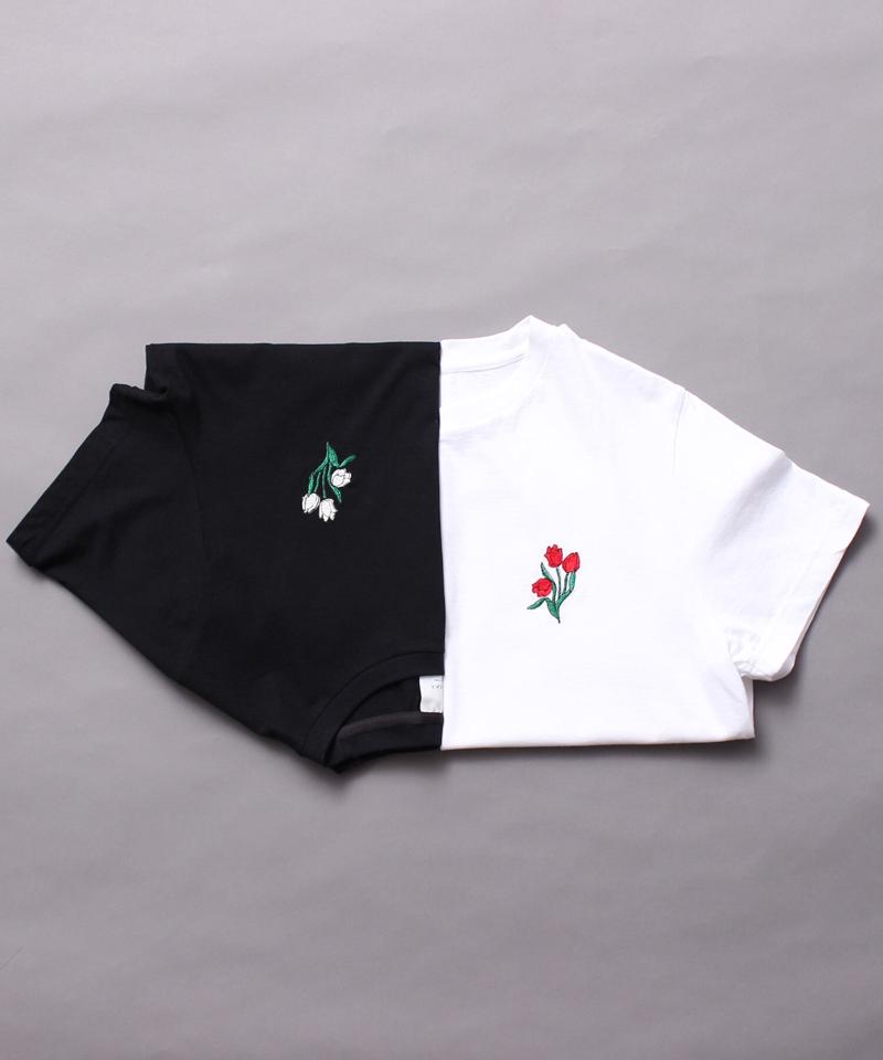 ○チューリップ刺繍　Tシャツ（Lene non finito）