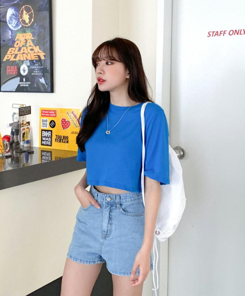 SONYUNARA(ソニョナラ)クロップTシャツ (9colors!)【4/19up_ka】韓国 韓国ファッション　Tシャツ　半袖　無地　クロップ　ショート丈　デイリー 着回し　着回し　カジュアル【5】 母の日