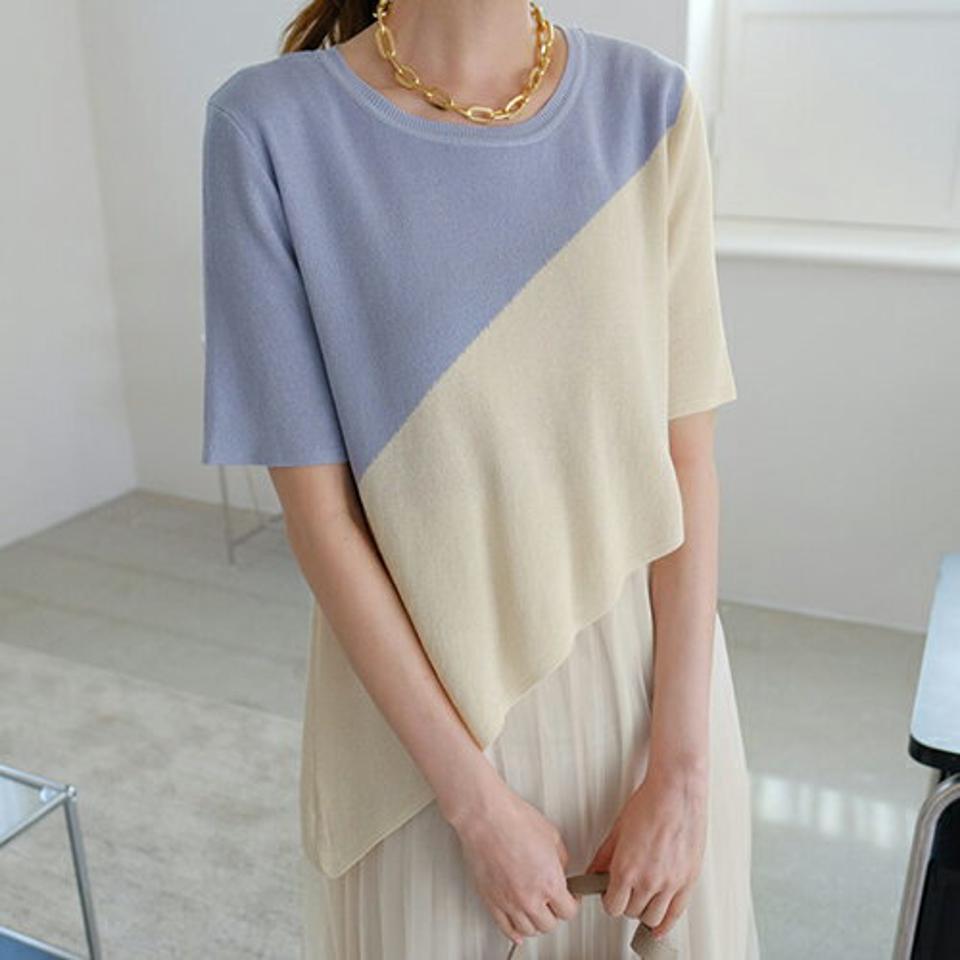 ダイアゴナルコントラストワンピース・全2色・b67992 レディース 【ops】【ワンピース ロング ロングワンピース 透け感 シアー シースルー 半袖 ダイアゴナル フェミニン 春 秋 韓国 ファッション】【ハイホリHIHOLLI】