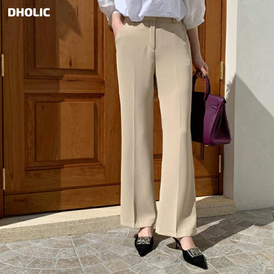 【全品10%OFF】ストレートスラックスパンツ・全2色・t67998 レディース 【pt】【スラックス パンツ ズボン ロングパンツ ストレート 単色 無地 シンプル 大人 きれいめ オフィスカジュアル 春 秋 韓国 ファッション】【ハイホリHIHOLLI】