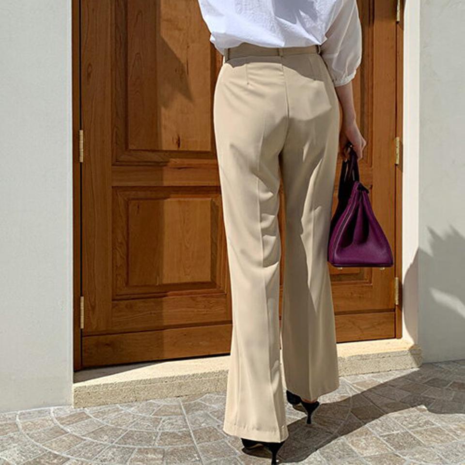 【全品10%OFF】ストレートスラックスパンツ・全2色・t67998 レディース 【pt】【スラックス パンツ ズボン ロングパンツ ストレート 単色 無地 シンプル 大人 きれいめ オフィスカジュアル 春 秋 韓国 ファッション】【ハイホリHIHOLLI】