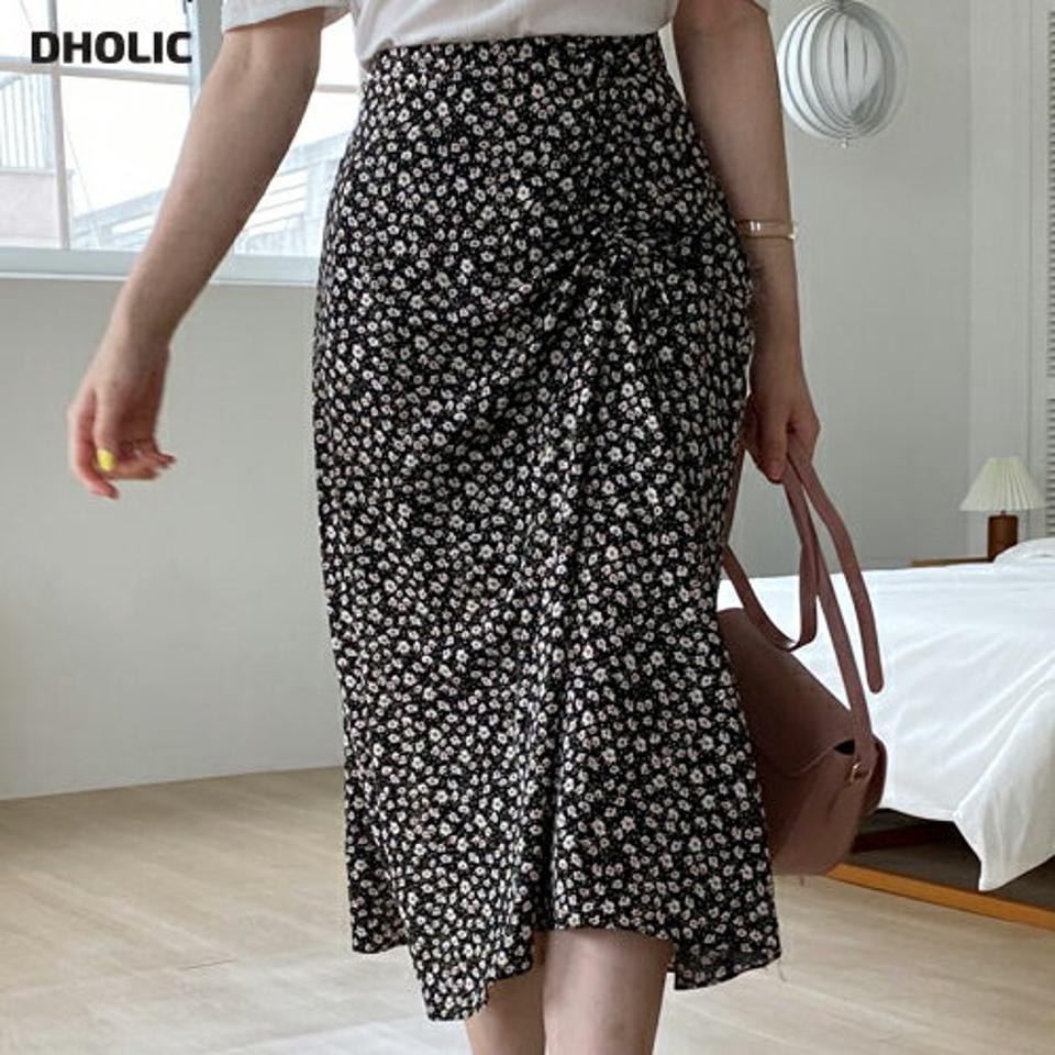 ドロスト小花柄スカート・全2色・t63450 レディース 【sk】【韓国 ファッション ボトムス スカート ロング ロングスカート 花柄 フラワー パターン ギャザー 体型カバー 細身 カジュアル ベーシック フェミニン 夏 春】