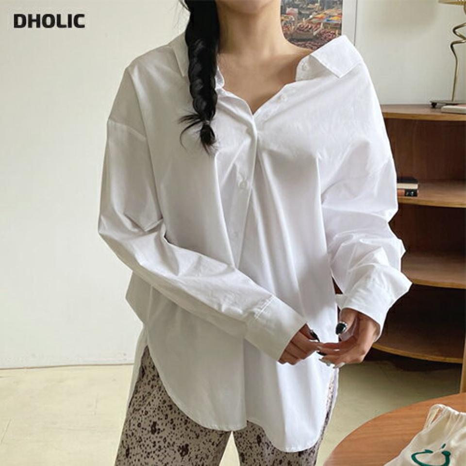 バックリボンシャツ・全3色・t63897 レディース 【bl】【韓国 ファッション トップス シャツ 長袖 リボン オーバーサイズ ルーズ ゆったり ガーリー 体型カバー 細身 春 夏】【NIJU】