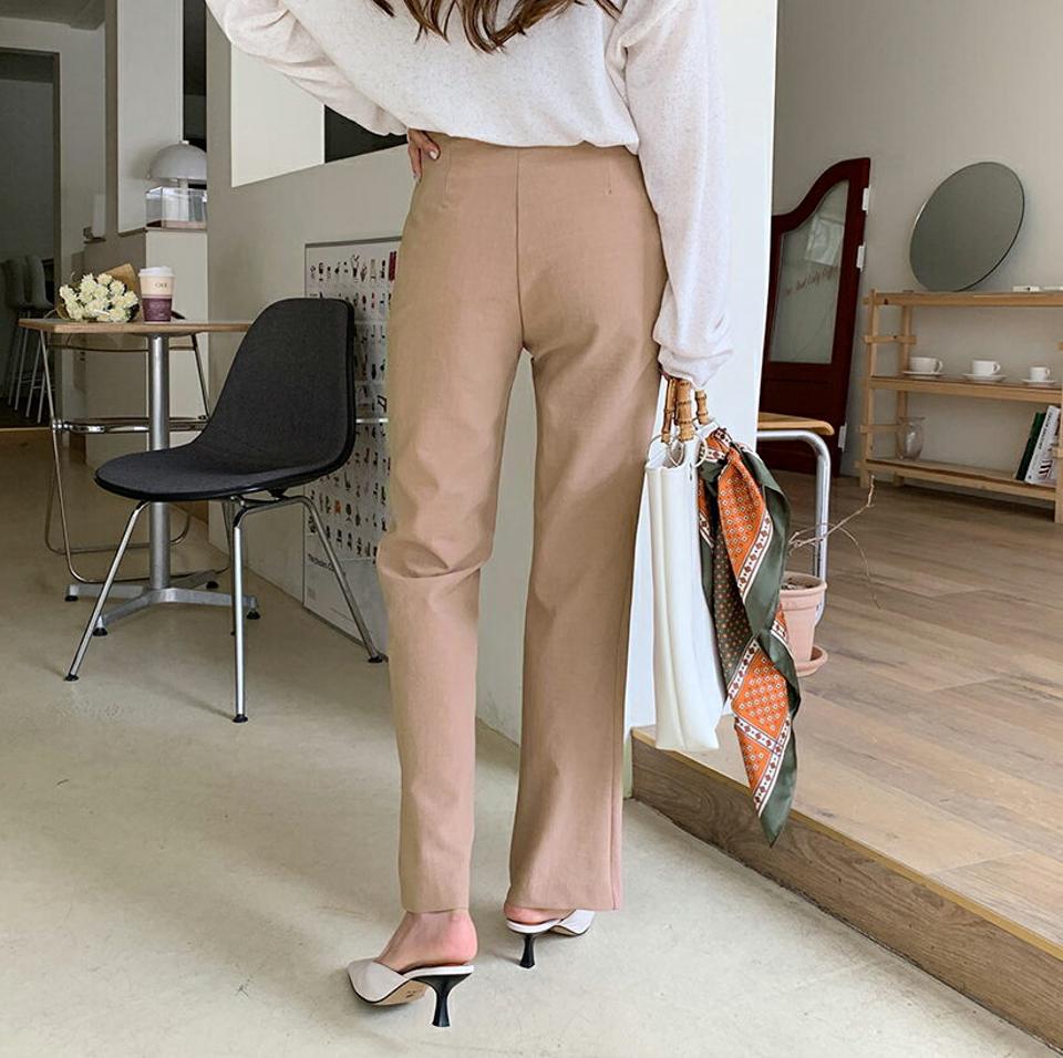 スリットストレートスラックス・全2色・t63454 レディース 【pt】 韓国 ファッション ボトムス ロング ロングパンツ スラックス オフィス オフィスカジュアル スリム ストレート 美脚 体型カーバー 10分丈 十分丈 夏 春
