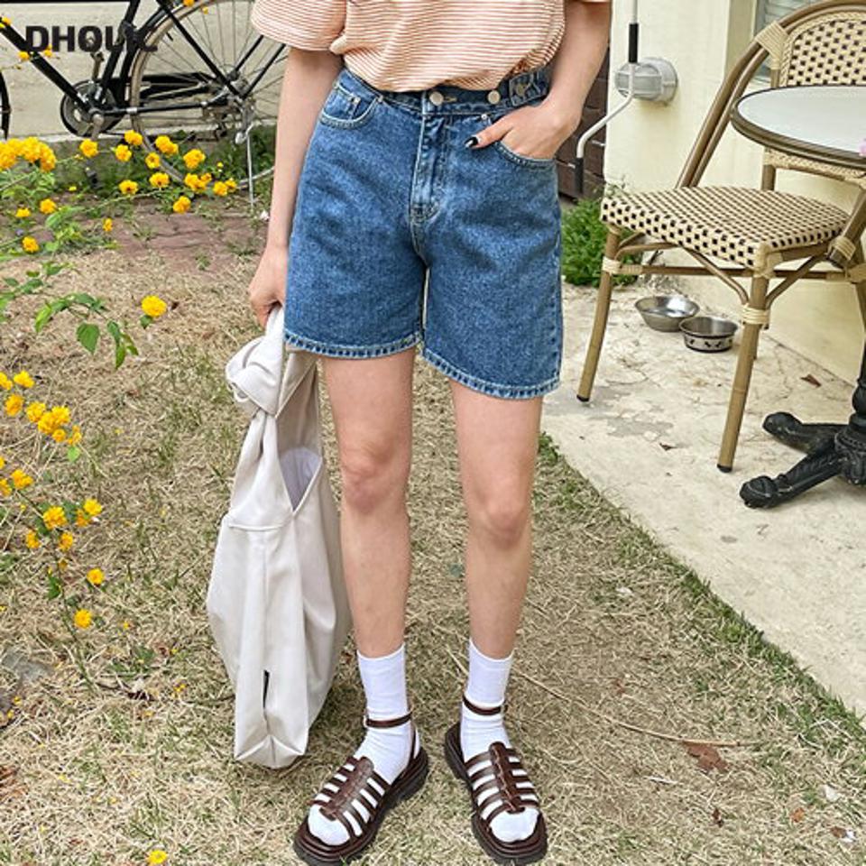 ボタンデニムショートパンツ・全2色・t63878 レディース 【pt】【韓国 ファッション ボトムス パンツ ショート ショートパンツ ショートデニム ウォッシング デニム カジュアル デイリー 春 夏】【NIJU】