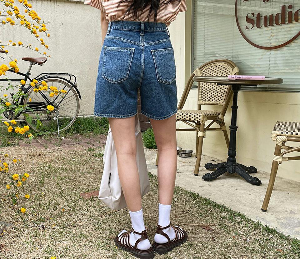 ボタンデニムショートパンツ・全2色・t63878 レディース 【pt】【韓国 ファッション ボトムス パンツ ショート ショートパンツ ショートデニム ウォッシング デニム カジュアル デイリー 春 夏】【NIJU】