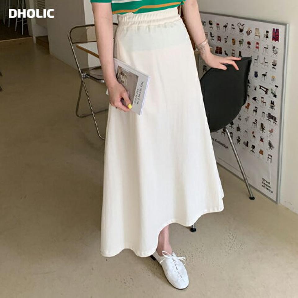 コットンフレアスカート・全4色・t63453 レディース 【sk】【韓国 ファッション ボトムス スカート ロング ロングスカート コットン フレア 体型カバー 細身 カジュアル ベーシック フェミニン 夏 春】