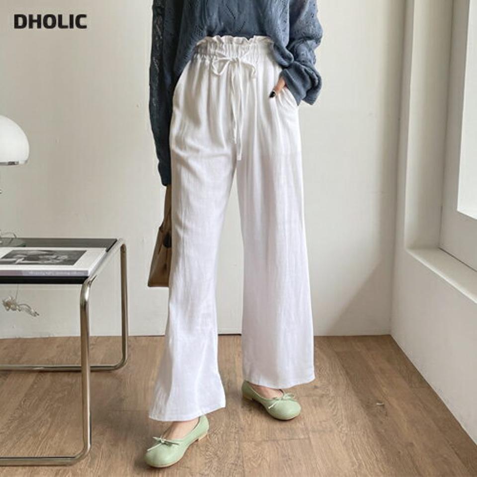 【只今20%OFF】リネン混ドロストワイドパンツ・全3色・t63876 レディース 【pt】【韓国 ファッション ボトムス パンツ ロング ロングパンツ リネン ワイド ワイドパンツ ルーズ ゆったり 体型カーバー 10分丈 十分丈 カジュアル デイリー 春 夏】【NIJU】【LN】